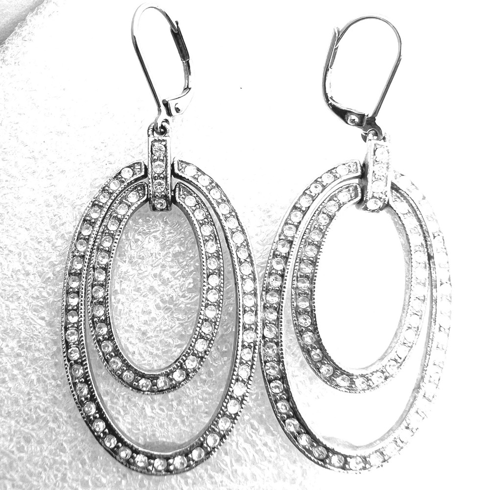 Authentic Givenchy Double Drop Earrings Pave Crys… - image 2